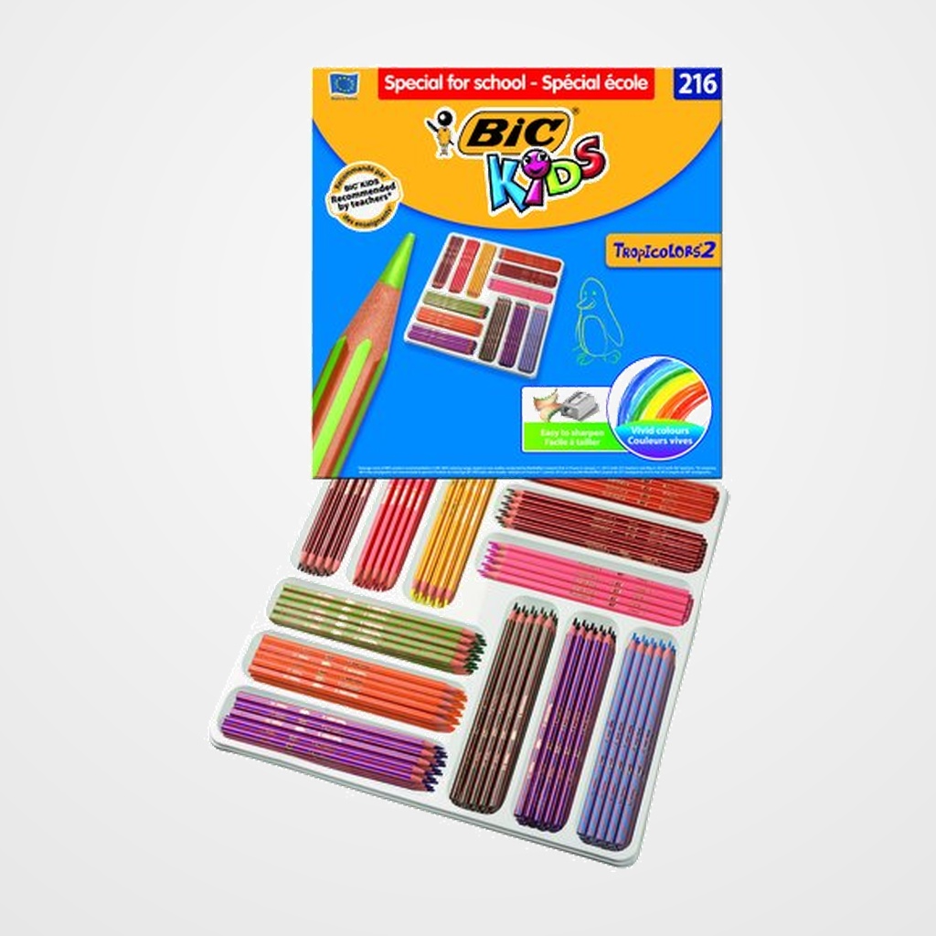 LAPICES de COLORES BIC TROPICOLORS 2 CLASS PACK de 216