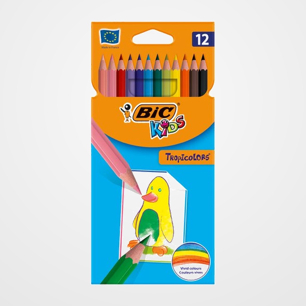 LAPICES de COLORES BIC TROPICOLORS 2 estuche de 12