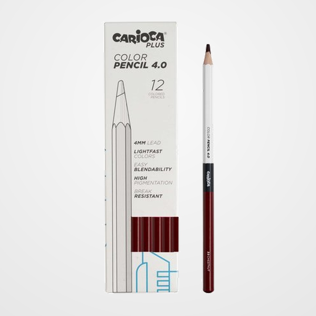 LAPICES de COLORES CARIOCA PLUS CAJA de 12 CASTAÑO