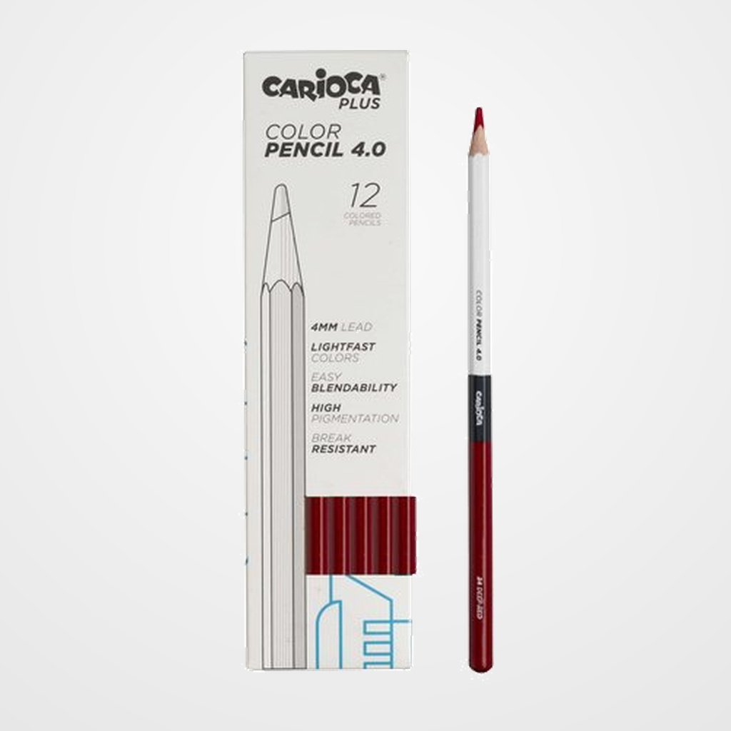 LAPICES de COLORES CARIOCA PLUS CAJA de 12 ROJO OSCURO