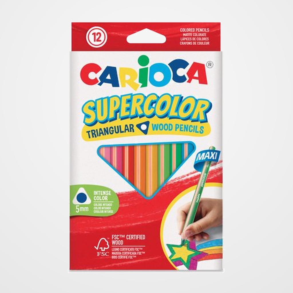 LAPICES de COLORES CARIOCA SUPERCOLOR maxi TRIANGULAR CAJA de 12