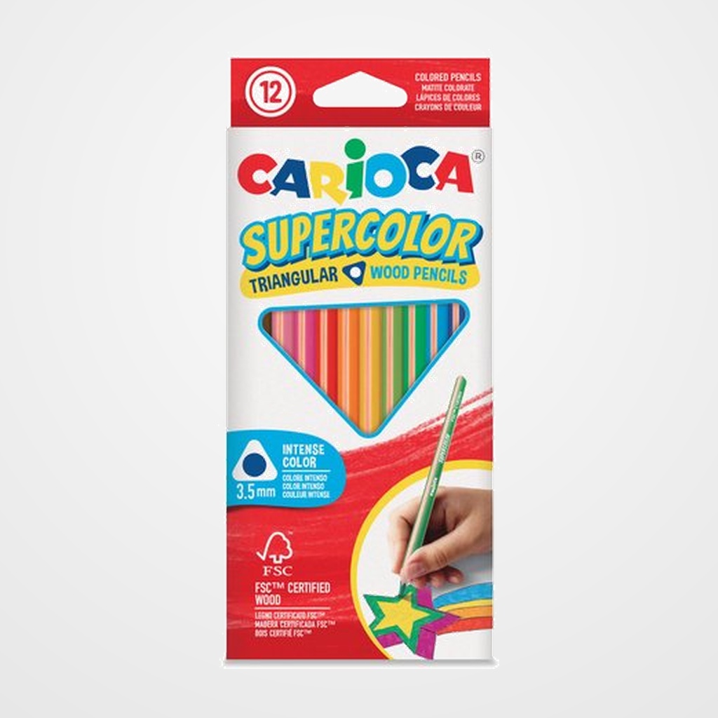 LAPICES de COLORES CARIOCA SUPERCOLOR TRIANGULAR CAJA de 12