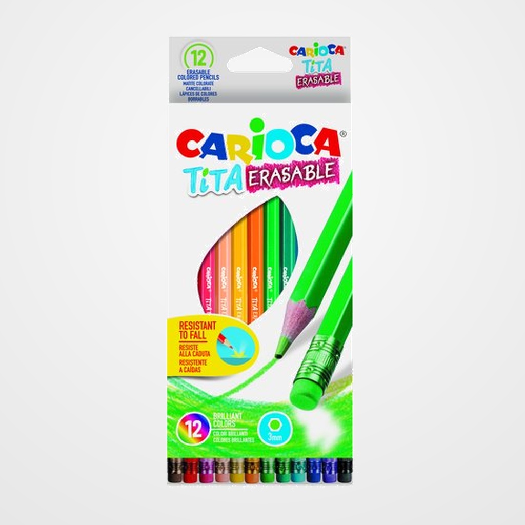 LAPICES de COLORES CARIOCA TITA C/GOMA estuche de 12