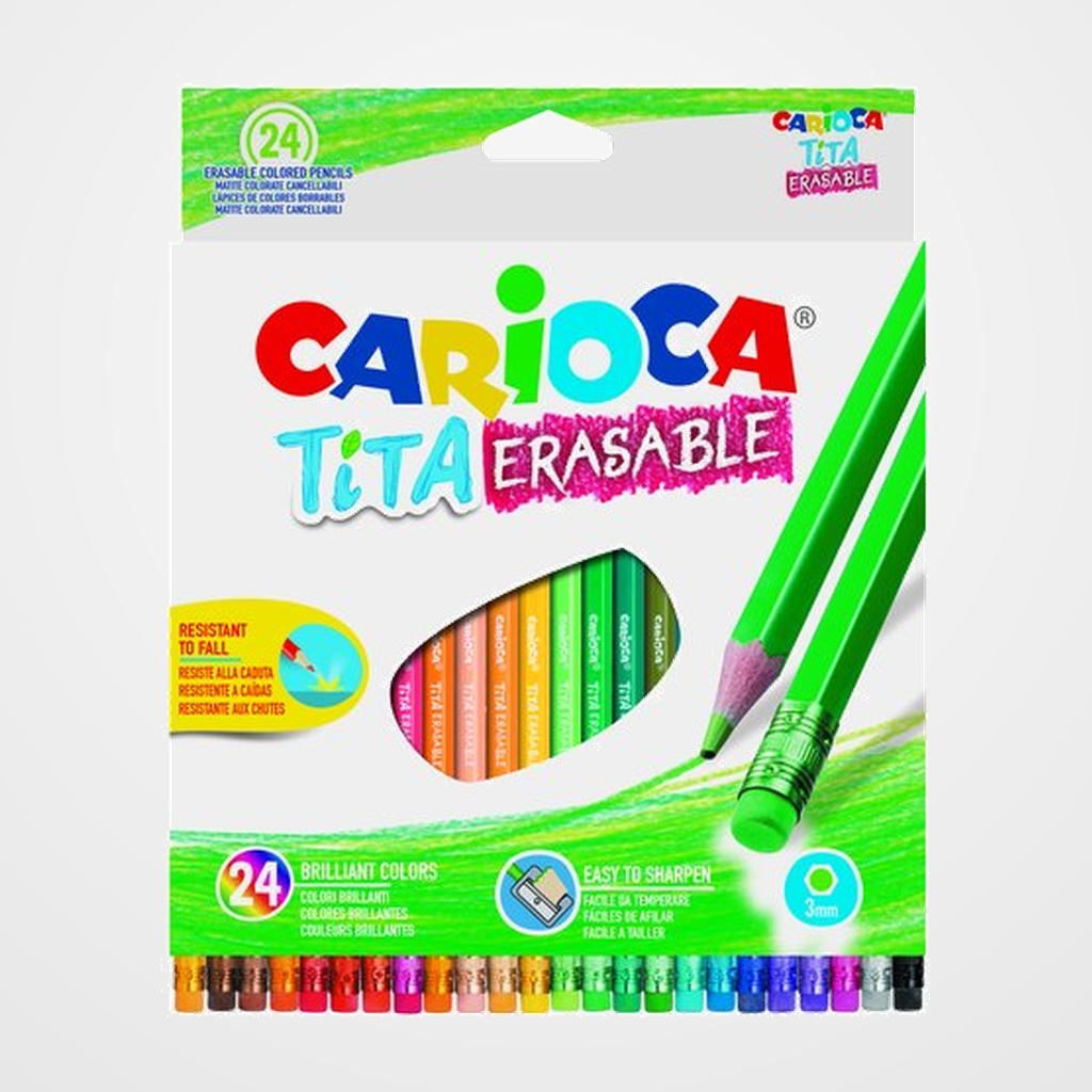 LAPICES de COLORES CARIOCA TITA C/GOMA estuche de 24