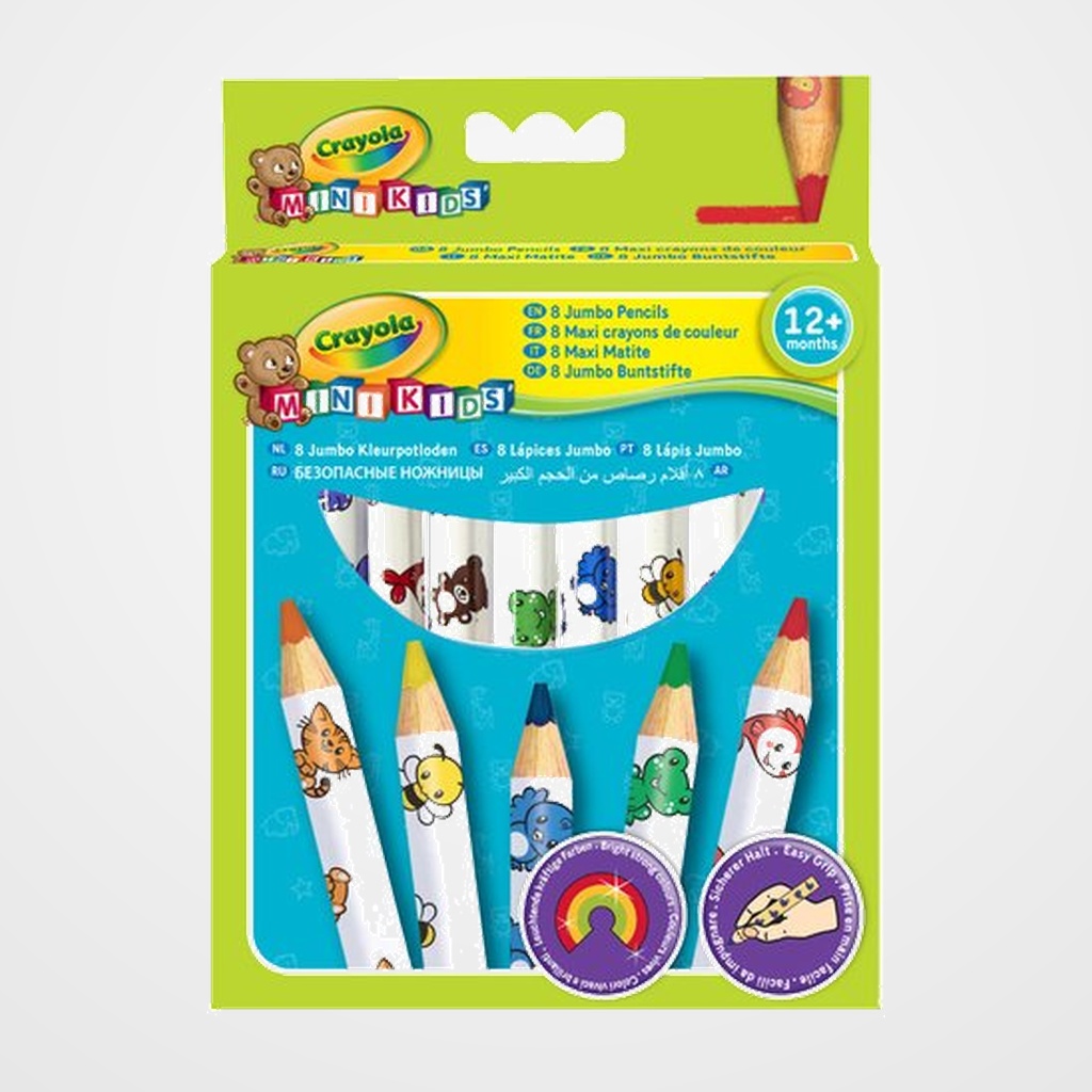 LAPICES de COLORES CRAYOLA JUMBO DECORADO estuche de 8