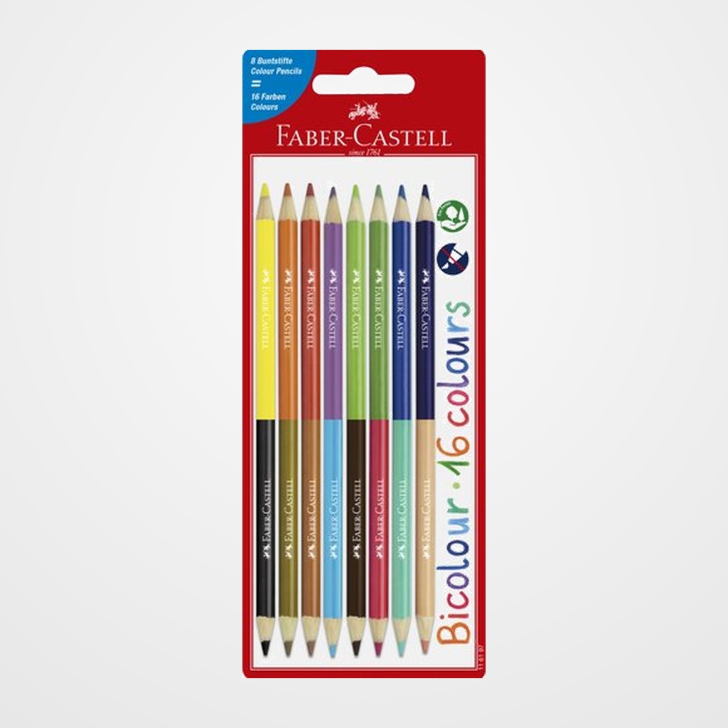 LAPICES de COLORES FABER-CASTELL BICOLOR estuche de  8 = 16 colores