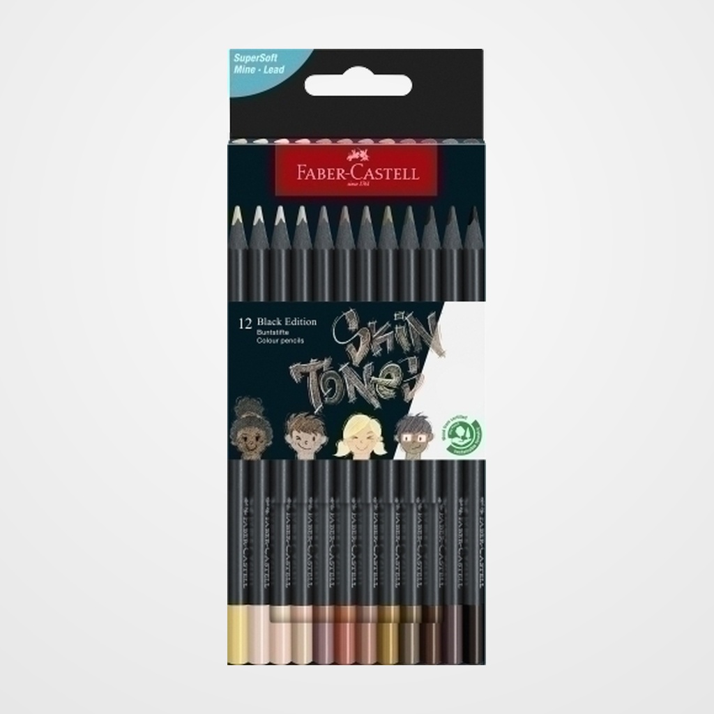 LAPICES de COLORES FABER-CASTELL BLACK EDITION SKIN TONES ESTUCHE de 12