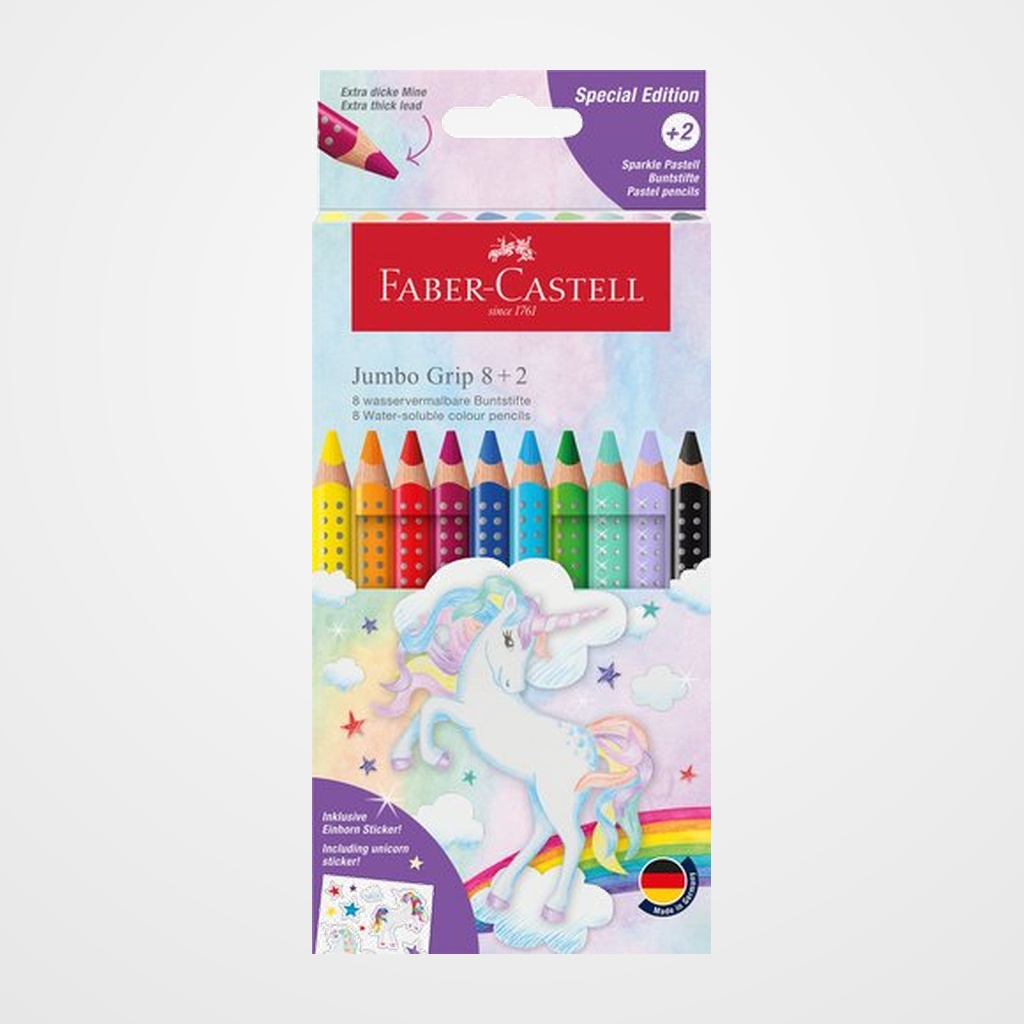 LAPICES de COLORES FABER-CASTELL JUMBO GRIP DINOSAURIOS ESTUCHE de 8+2