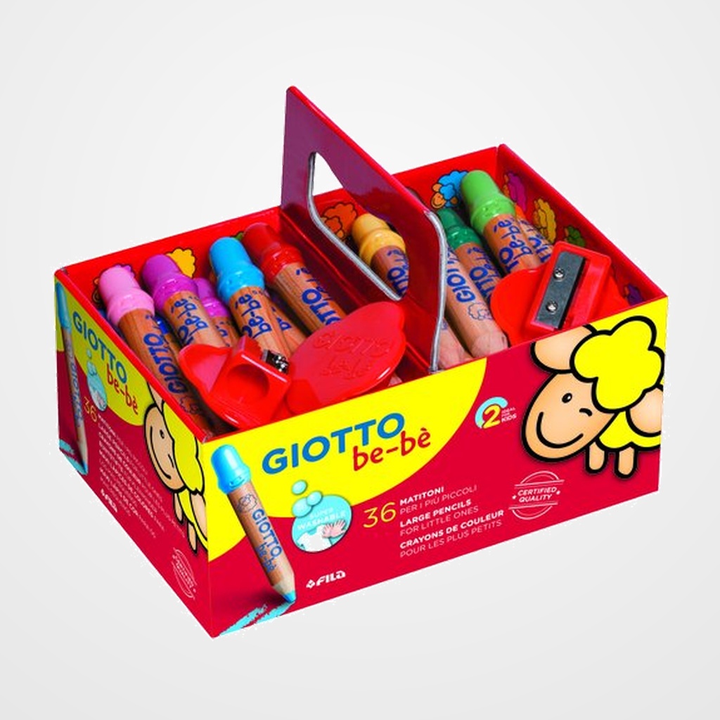 LAPICES de COLORES GIOTTO BEBE SUPER SCHOOL PACK de 36 con 3 AFILALAPICES
