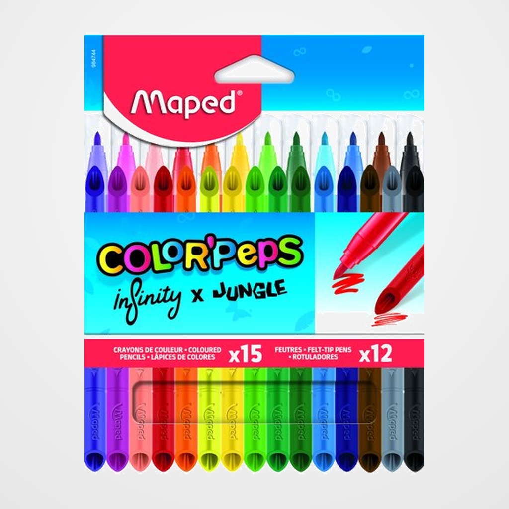 LAPICES de COLORES MAPED INFINITY PACK de 15 + 12 ROTULADORES