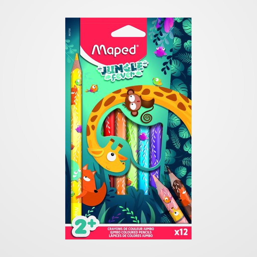 LAPICES de COLORES MAPED JUNGLE FEVER JUMBO Estuche de 12