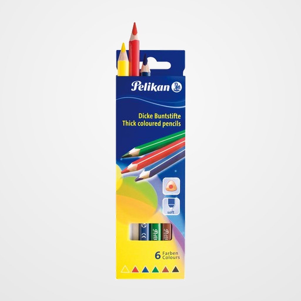 LAPICES de COLORES PELIKAN TRIANGULAR estuche de  6 (BSD6DN)