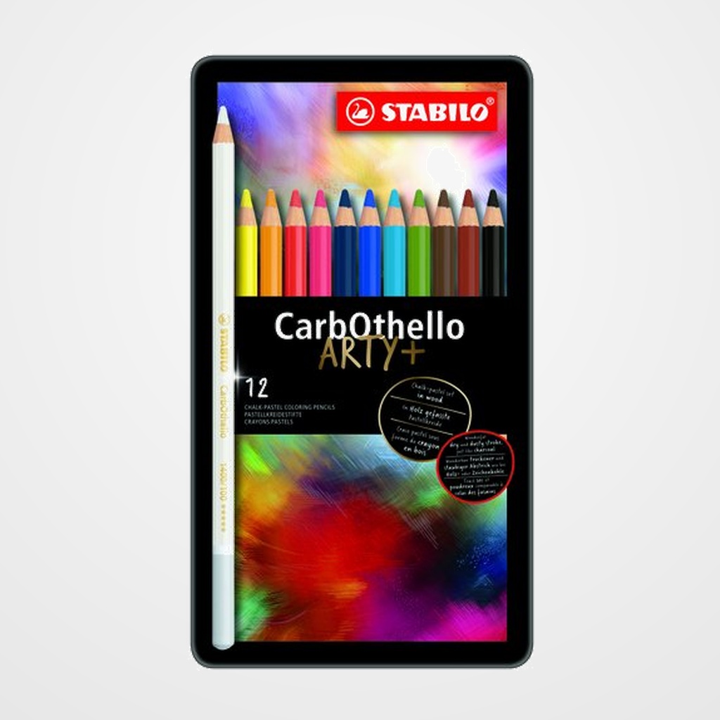 LAPICES de COLORES STABILO CARBOTHELLO estuche de METAL de 12