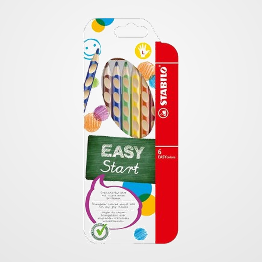 LAPICES de COLORES STABILO EASY COLORS para ZURDO estuche de  6