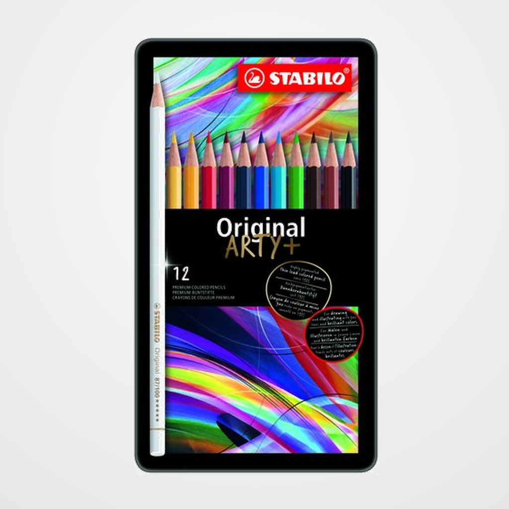 LAPICES de COLORES STABILO ORIGINAL ARTY estuche de METAL de 12
