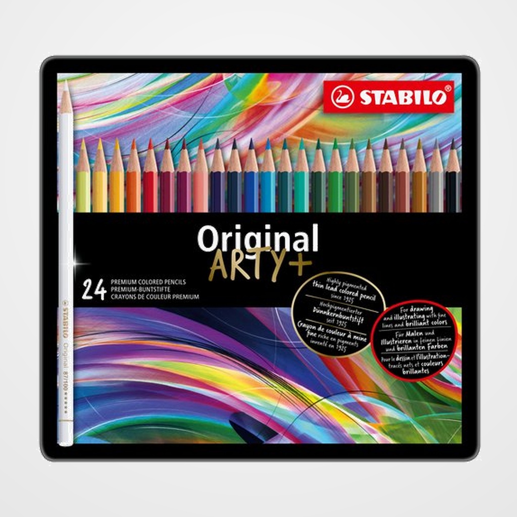 LAPICES de COLORES STABILO ORIGINAL ARTY estuche de METAL de 24