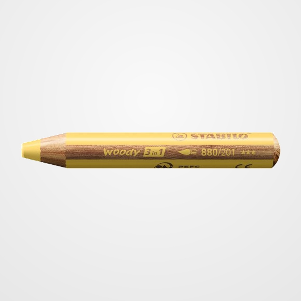 LAPICES de COLORES STABILO WOODY 3 en 1 PASTEL AMARILLO ESTUCHE DE 5