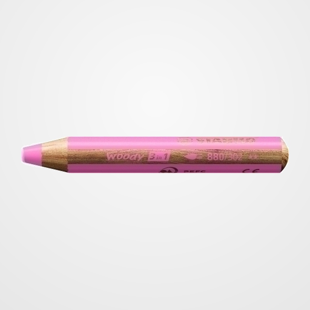 [12802384] LAPICES de COLORES STABILO WOODY 3 en 1 PASTEL ROSA ESTUCHE DE 5
