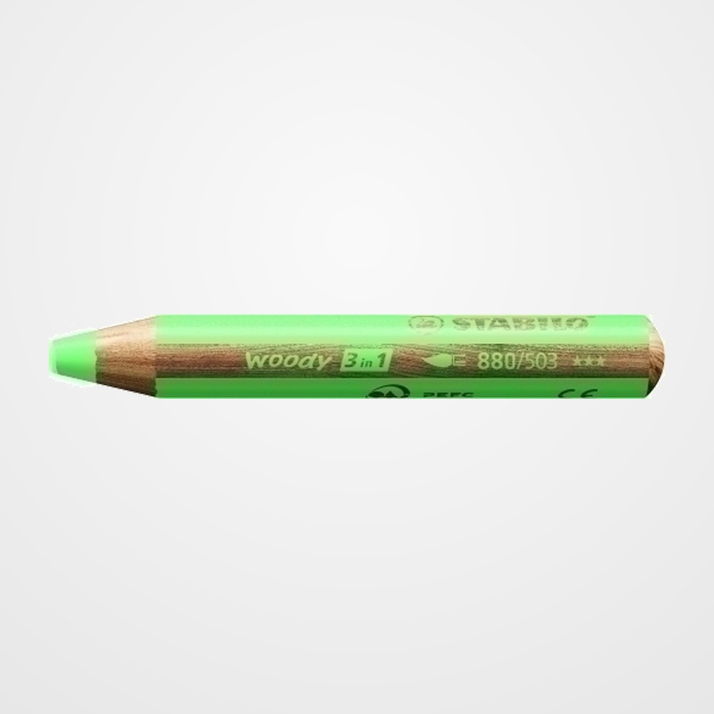 LAPICES de COLORES STABILO WOODY 3 en 1 PASTEL VERDE ESTUCHE DE 5