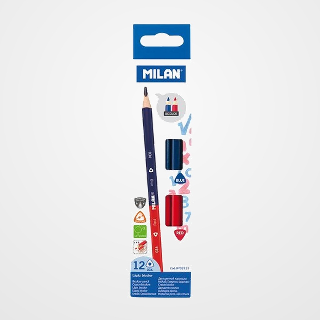 LAPICES MILAN BICOLOR AZUL/ROJO CAJA DE 12