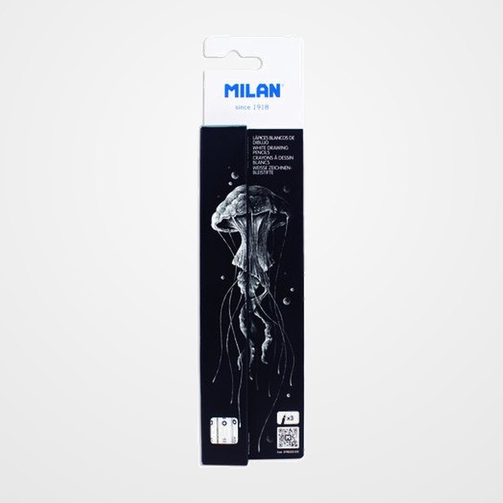 LAPICES MILAN DIBUJO MINA GRUESA 4mm BLANCOS ESTUCHE DE 3