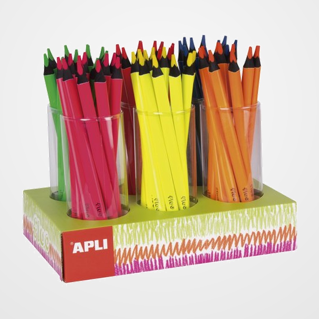LAPIZ APLI JUMBO FLUOR TRIANGULAR EXPOSITOR DE 108