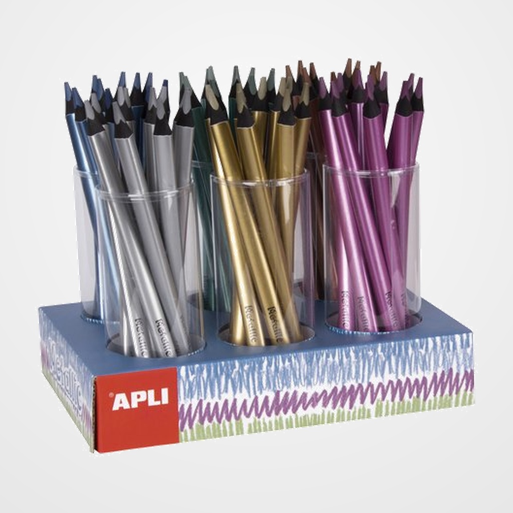 LAPIZ APLI JUMBO METALLIC EXPOSITOR DE 108