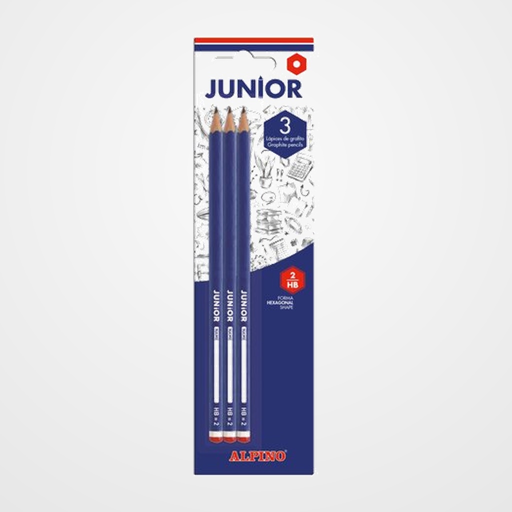 LAPIZ de GRAFITO ALPINO JUNIOR - HB BLISTER DE 3