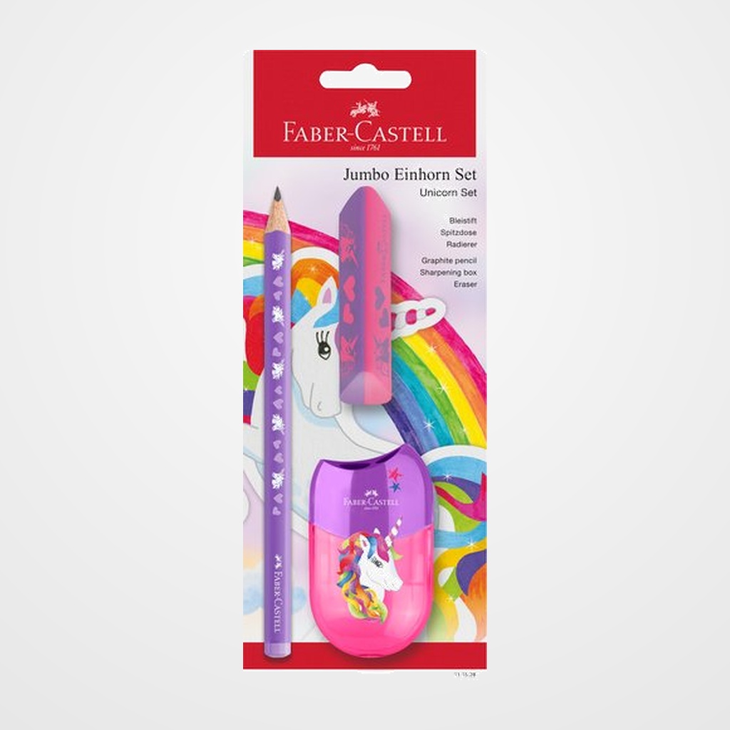 [12802762] LAPIZ de GRAFITO FABER-CASTELL JUMBO HB UNICORNIO VIOLETA blister de 2 + AFILA
