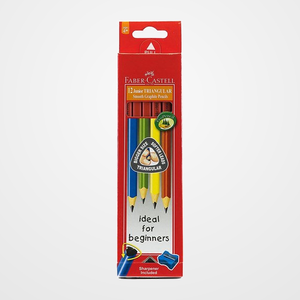 [12801590] LAPIZ de GRAFITO FABER-CASTELL JUNIOR TRIANGULAR - 2HB blister de 12 con AFILA