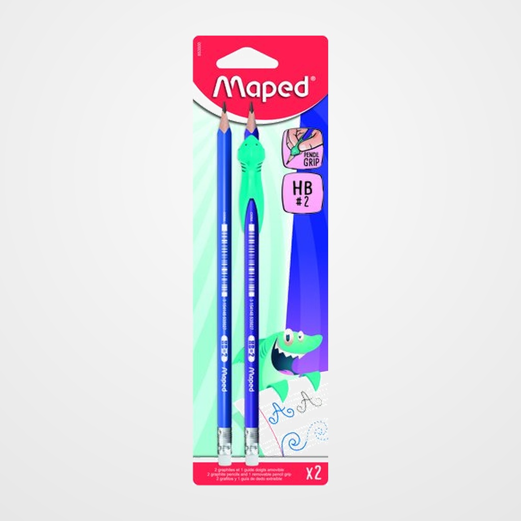 LAPIZ de GRAFITO MAPED con GOMA - HB BLISTER de 2 + 1 GRIP