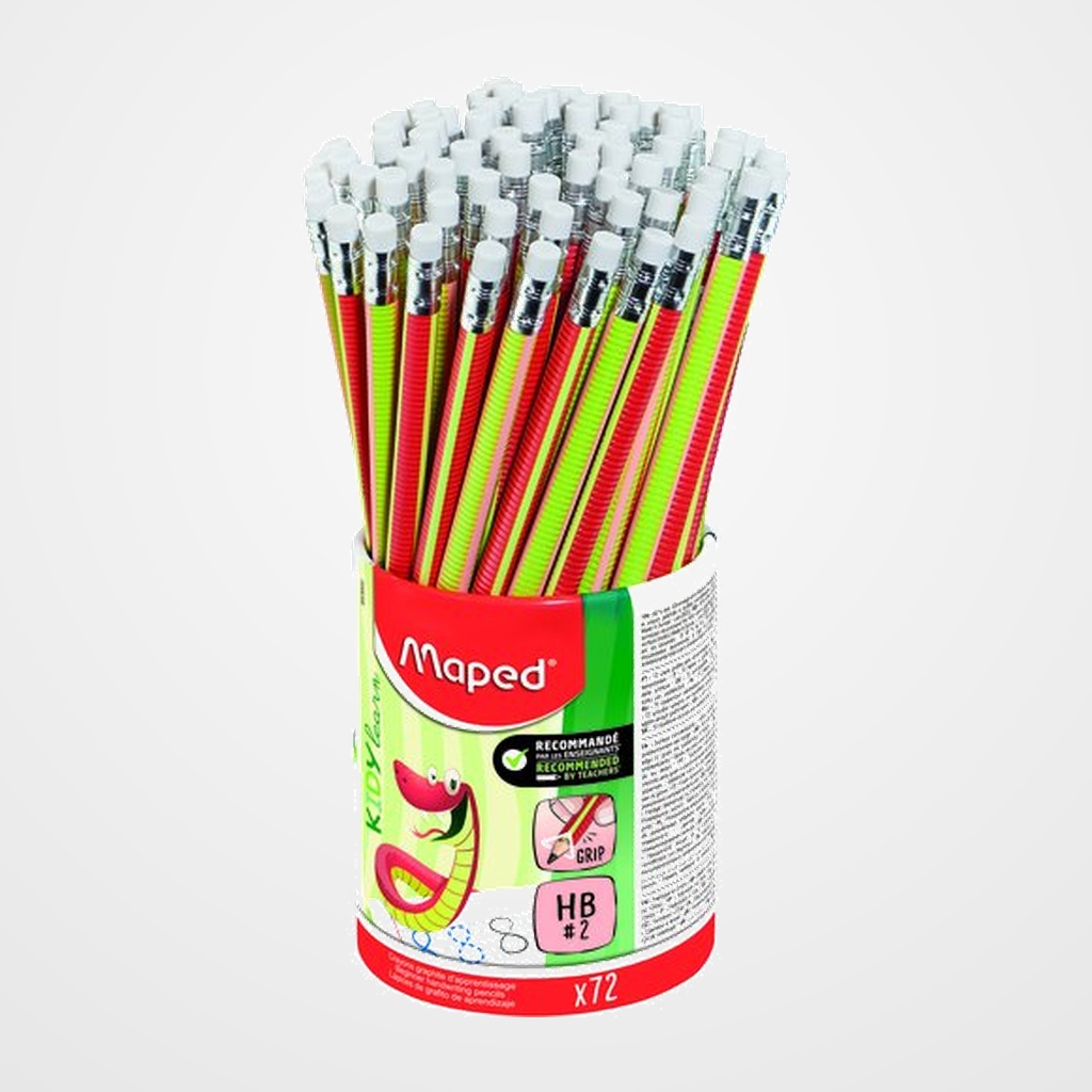 LAPIZ de GRAFITO MAPED DE APRENDIZAJE con GOMA - HB BOTE de 72