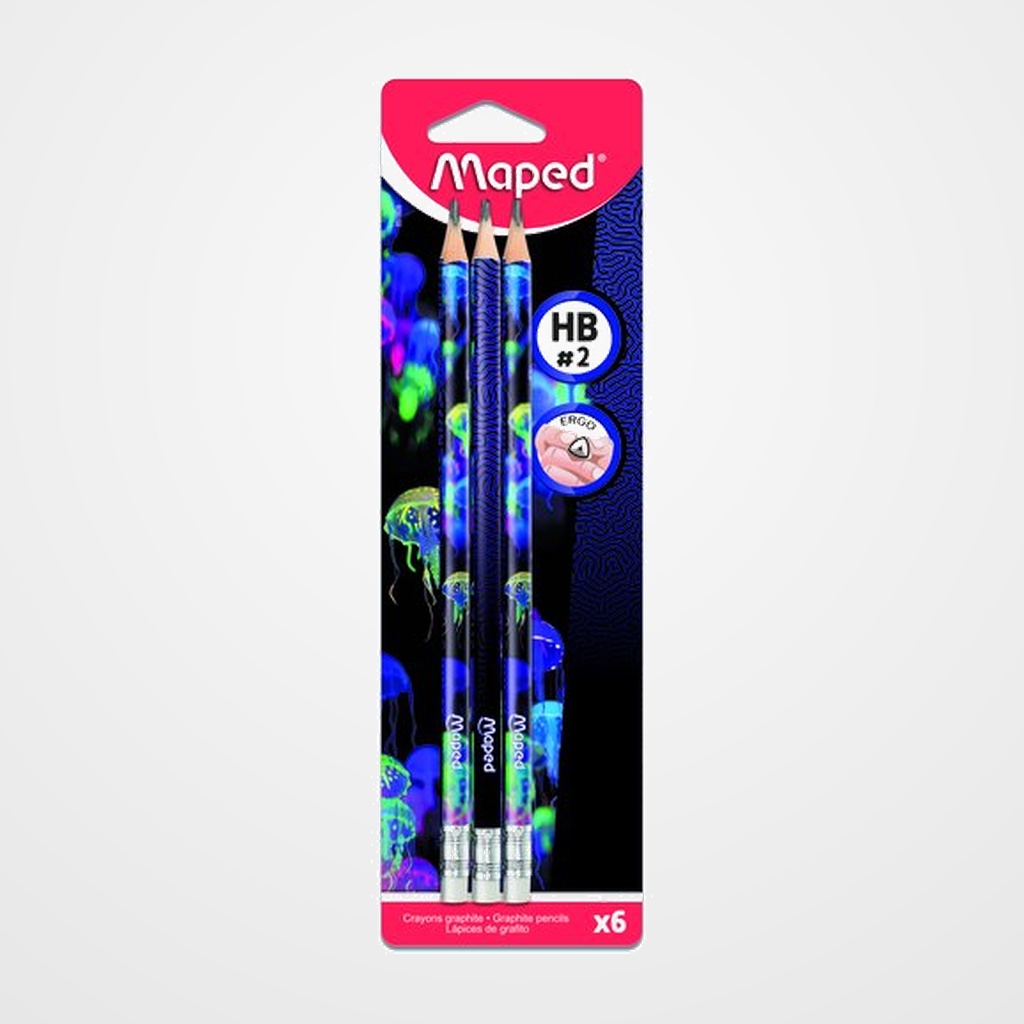 LAPIZ de GRAFITO MAPED DEEPSEA con GOMA - HB BLISTER de 6