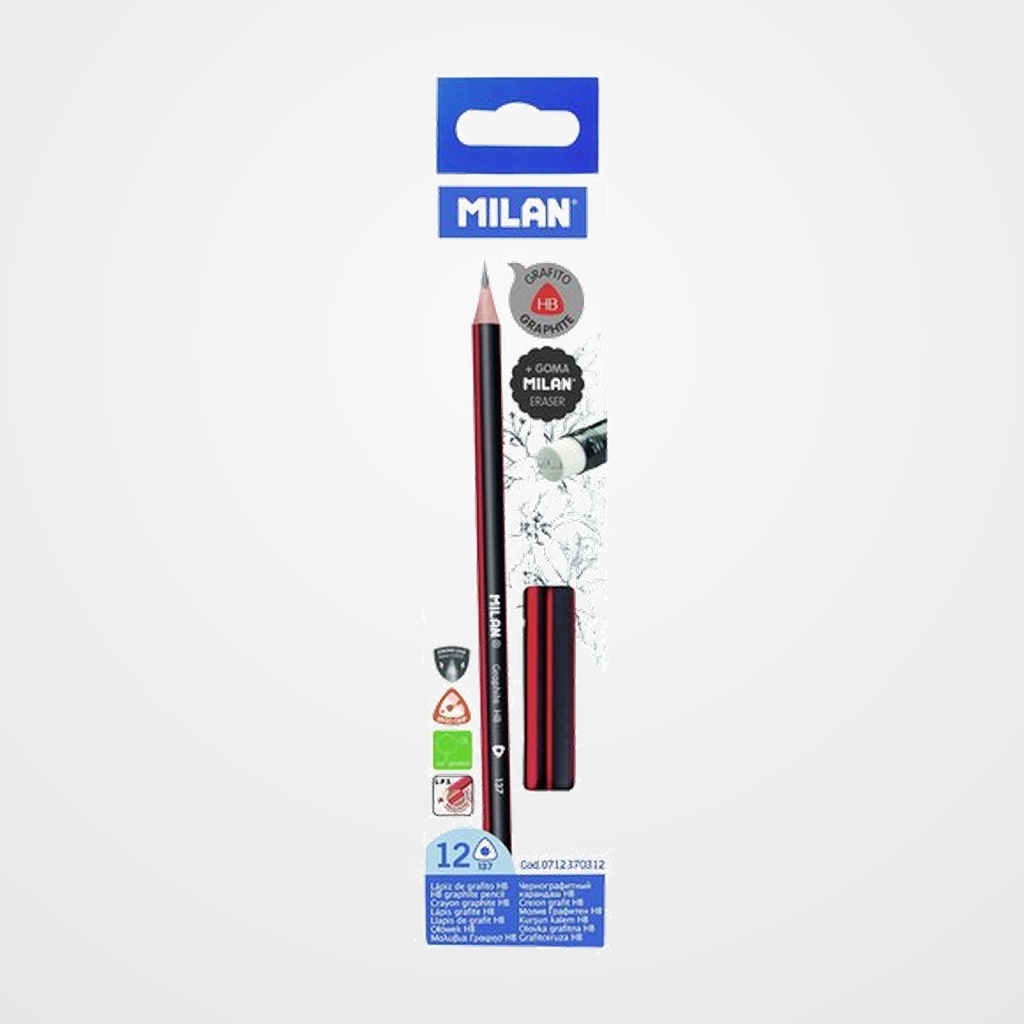 LAPIZ de GRAFITO MILAN con GOMA HB