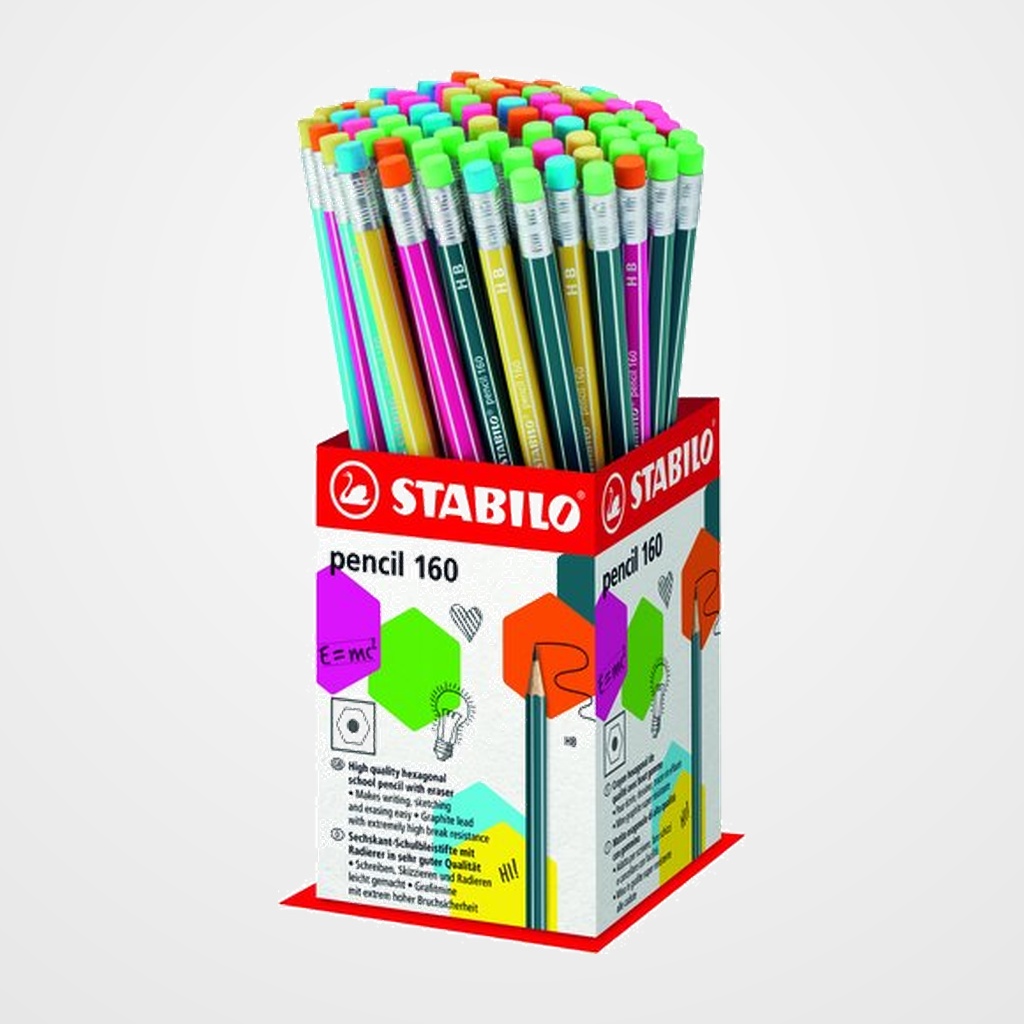 LAPIZ de GRAFITO STABILO HEXAGONAL CON GOMA 2160 HB EXPOSITOR de 72