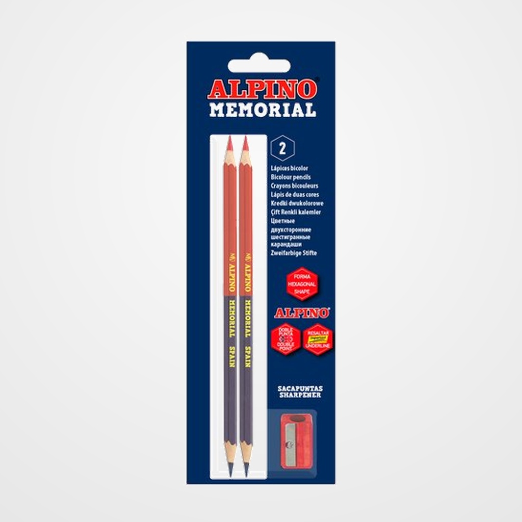 [12801725] LAPIZ ofic. ALPINO MEMORIAL BICOLOR blister de 2 con AFILA