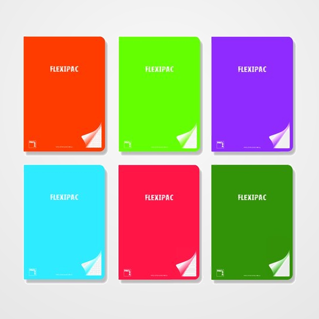 LIBRETA PACSA FLEXIPAC tapa PP A5+ 48h HORIZ. 90g C/MARGEN SURTIDO (6 col.)