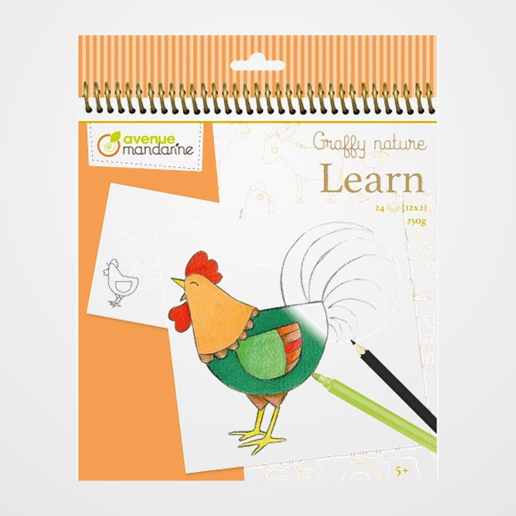 [12601605] LIBRO DE COLOREAR AVENUE MANDARINE APRENDE A DIBUJAR GRANJA 250g 24h