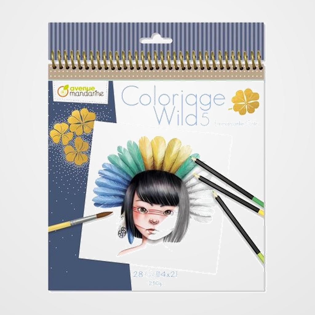 LIBRO DE COLOREAR AVENUE MANDARINE COLORIAGE WILD 5 250g 28h
