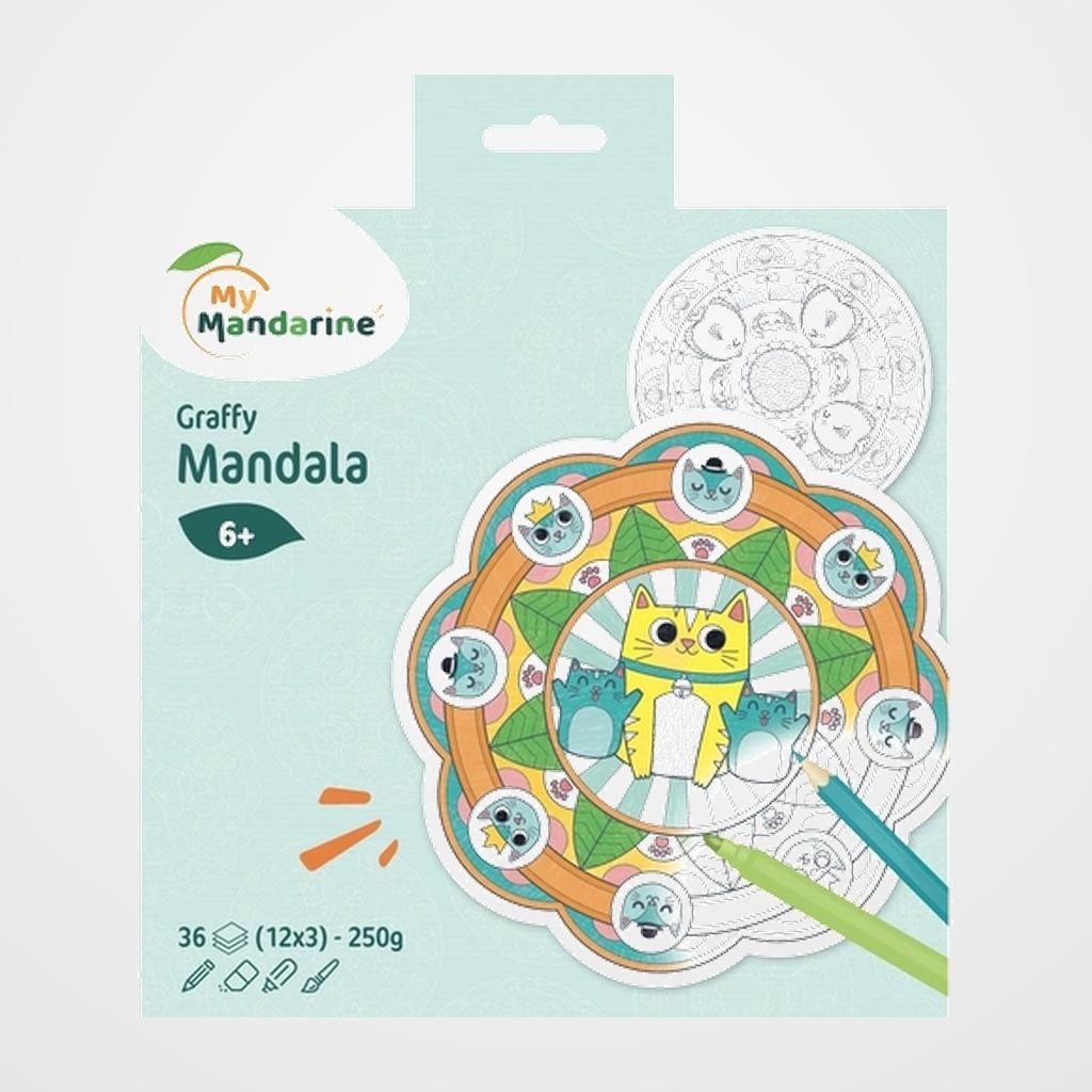 LIBRO DE COLOREAR AVENUE MANDARINE MANDALA ANIMALES 160g 36h