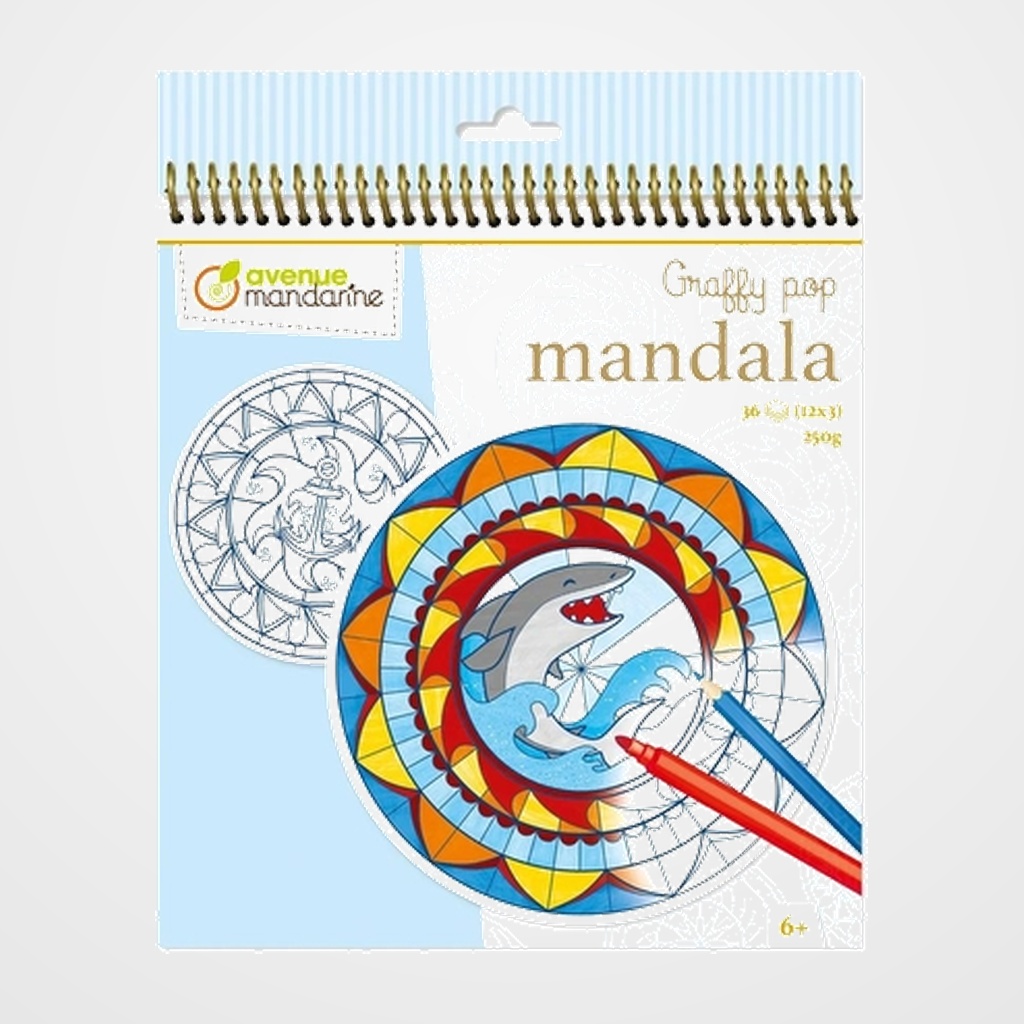 LIBRO DE COLOREAR AVENUE MANDARINE MANDALA CHICO 160g 36h