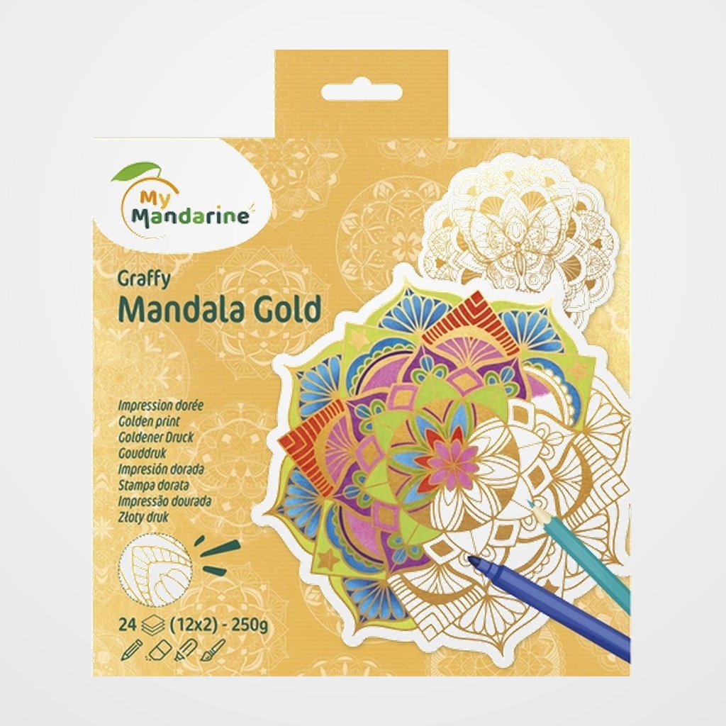 [12601589] LIBRO DE COLOREAR AVENUE MANDARINE MANDALA DORADO 160g 36h