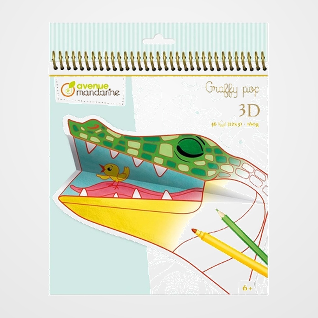 LIBRO DE COLOREAR AVENUE MANDARINE MANDALA 3D ANIMALES SABANA 2 160g 36h