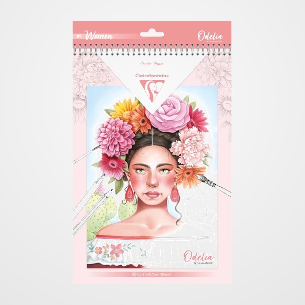 [12601610] LIBRO DE COLOREAR CLAIREFONTAINE ODELIA A4 250g 20h MUJERES
