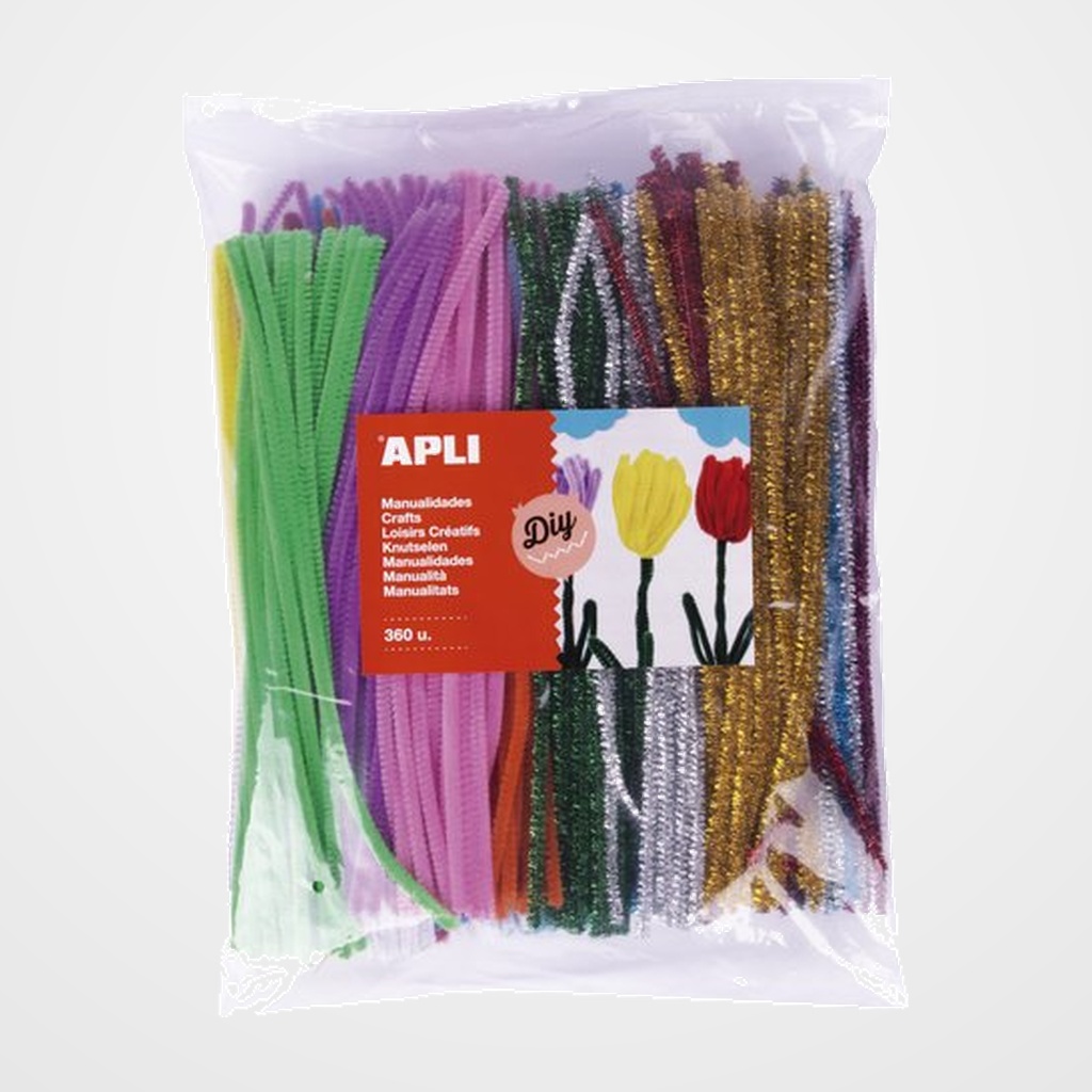 LIMPIA PIPAS VARILLA APLI COLORES SURTIDOS 30 cm. BOLSA de 360
