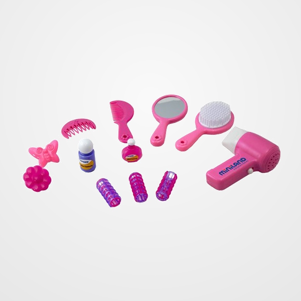 MALETIN MINILAND CON 12 ACCESORIOS DE PELUQUERIA Y BELLEZA