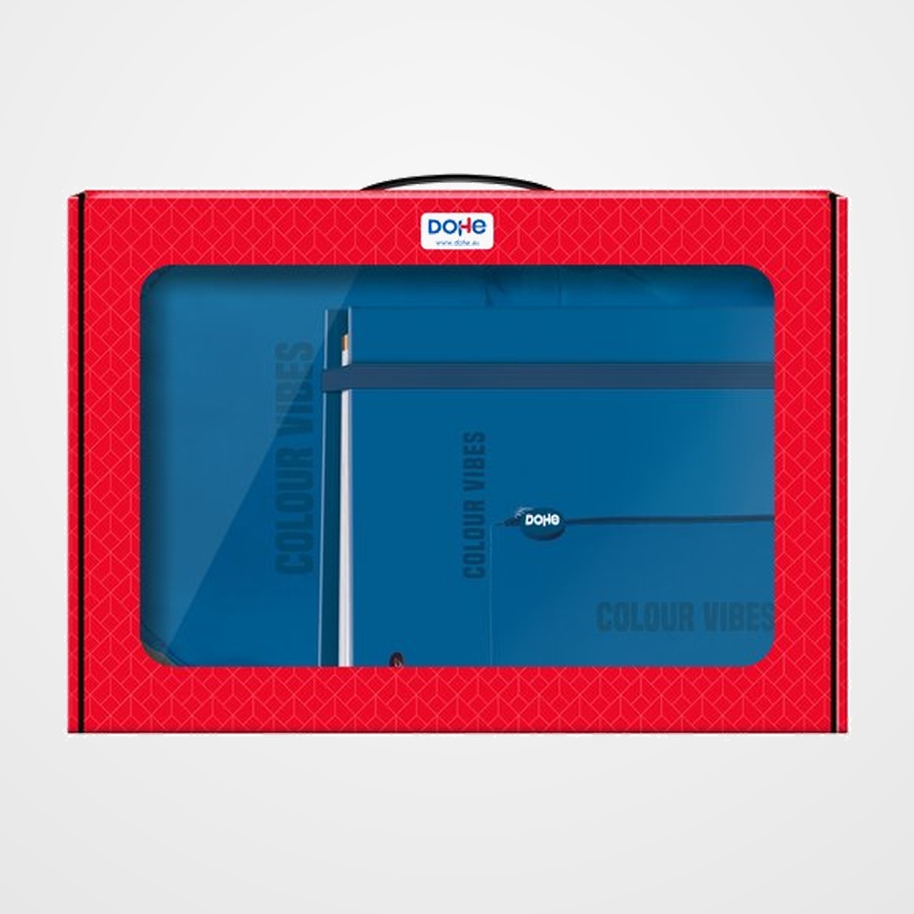 MALETIN REGALO DOHE COLOUR VIBES (MOCHILA + CARPEBLOC + PORTATODO TRIPLE) AZUL