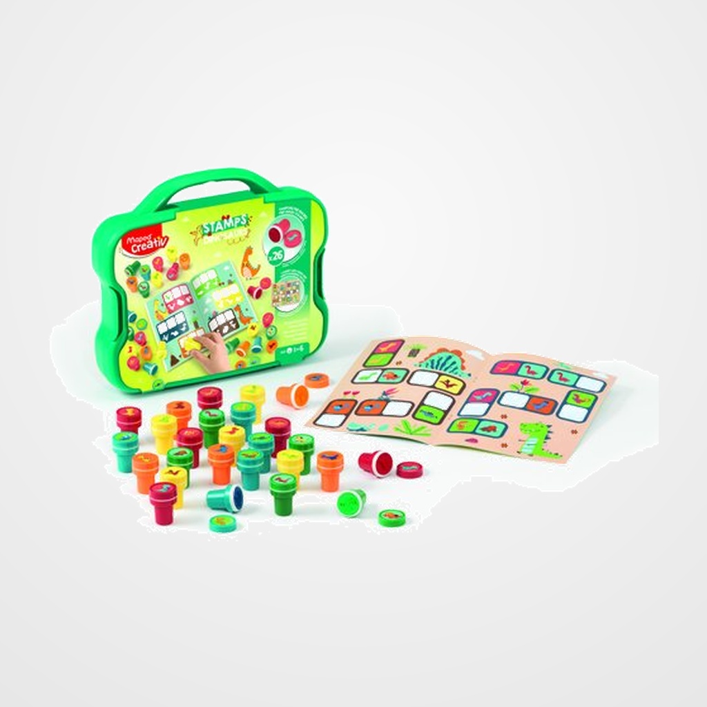 MAPED CREATIVE MALETIN DE 26 SELLOS (DINOSAURIOS)