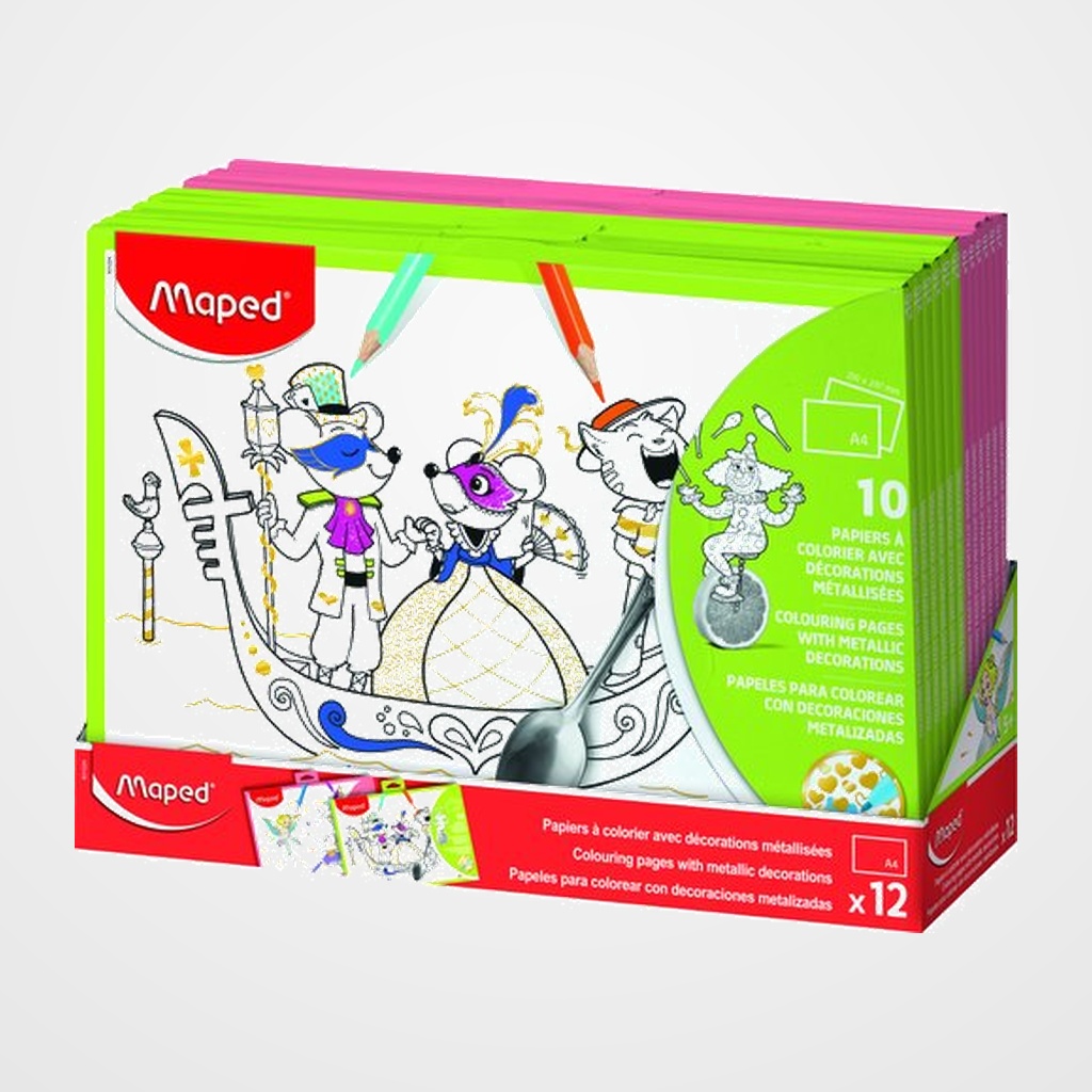MAPED PAPELES PARA COLOREAR CON DECORACIONES METALIZADAS 10 und