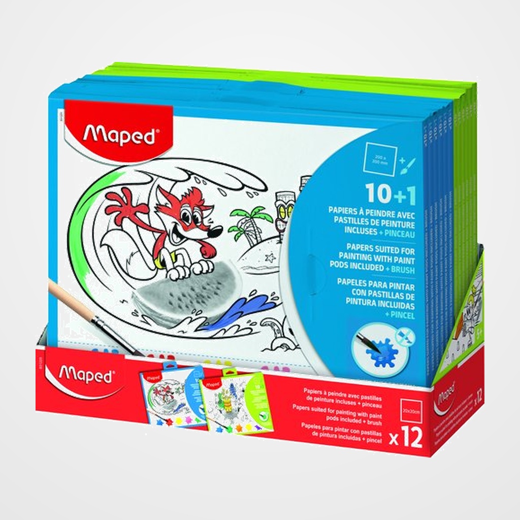 MAPED PAPELES PARA PINTAR CON PASTILLAS Y PINCEL 10 und